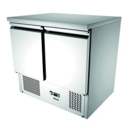Bartscher Comptoir Réfrigéré Mini Inox - 2 Portes - Froid Ventilé - 260 Litres - 900(L)x700(P)x870(h)mm