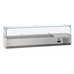 Bartscher Vitrine Réfrigérée 6x GN1/4 De 150(p)mm - 180W - 1400x335x440(h)mm Bartscher Vitrine Réfrigérée 6x GN1/4 De 150(p)mm - 180W - 1400x335x440(h)mm