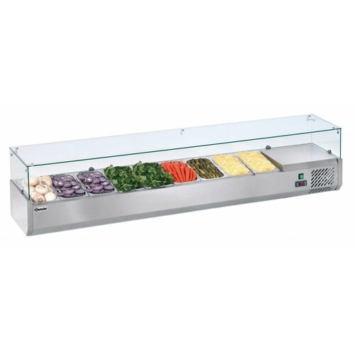 Bartscher Vitrine Réfrigérée 9x GN1/3 De 150(p)mm - 180W - 2000x395x425(h)mm Bartscher Vitrine Réfrigérée 9x GN1/3 De 150(p)mm - 180W - 2000x395x425(h)mm