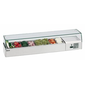 Bartscher Vitrine Réfrigérée 8x GN1/4 De 150(p)mm - 180W - 1800x335x425(h)mm Bartscher Vitrine Réfrigérée 8x GN1/4 De 150(p)mm - 180W - 1800x335x425(h)mm