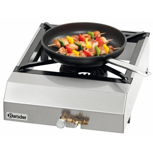 Bartscher Réchaud à Gaz GPL Inox - 1 Brûleur 7,25kW - Allumage Manuel - 400x570x160(h)mm