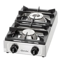 Réchaud à Gaz Inox - 2 Brûleurs Dont 1x 4,5kW Et 1x 6,5kW - 350(L)x660(P)x170(H)mm