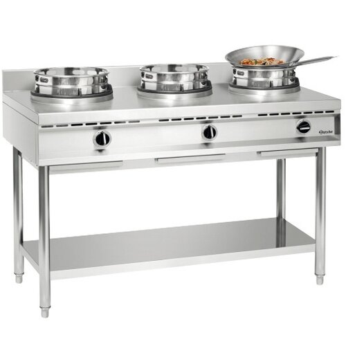 Bartscher Cuisinière à Wok Inox - 3 Brûleurs - 34,5kW - 1500x600x960(h)mm