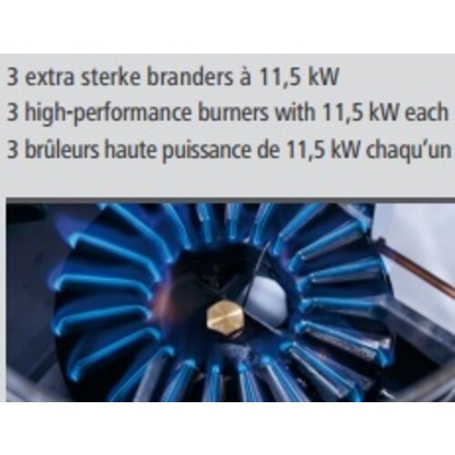 Bartscher Cuisinière à Wok Inox - 3 Brûleurs - 34,5kW - 1500x600x960(h)mm