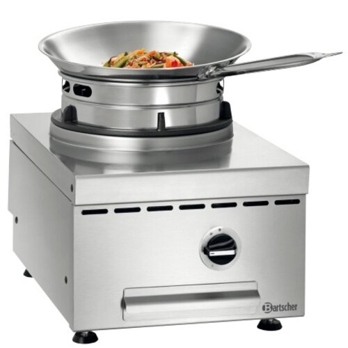 Bartscher Cuisinière à Wok Inox - 1 Brûleur - 11,5kW - 400x600x415(h)mm