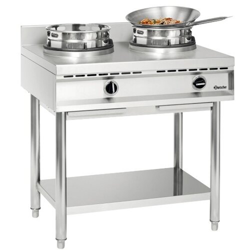 Bartscher Cuisinière à Wok Inox - 2 Brûleurs - 23kW - 900x600x960(h)mm