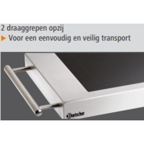 Bartscher Plaque Grill Vitro | Boîtier Inox | Poignées Latérales | 1,2kW | 640x365x63(h)mm