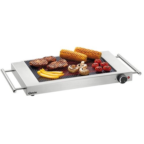 Bartscher Plaque Grille Rainurée - Boîtier Inox - Poignées Latérales - 1,2kW - 640x365x63(h)mm