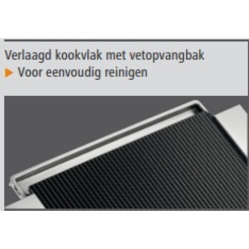 Bartscher Plaque Grille Rainurée - Boîtier Inox - Poignées Latérales - 1,2kW - 640x365x63(h)mm