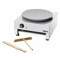 Crêpière Crépe Inox - Plaque Anti-Adhésif Ø400mm - 3kW - 450x510x246(h)mm