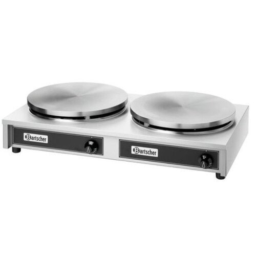 Bartscher Crépière à Gaz Inox - Double - 2x Ø400mm - 2x 6kW - 830x430x195(h)mm