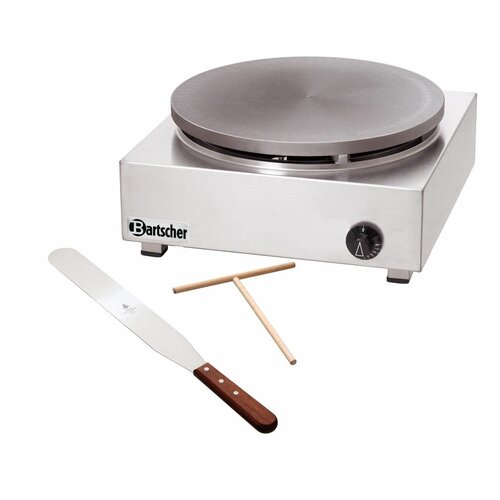 Bartscher Crépière à Gaz Inox - Plaque Amovible En Fonte Lisse Ø400mm - 6kW - 430x430x195(h)mm