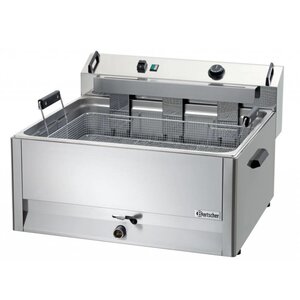 Bartscher Friteuse à Beignets Électrique Inox + Vanne de Vidange - 30 Litres - 660x650x410(h)mm
