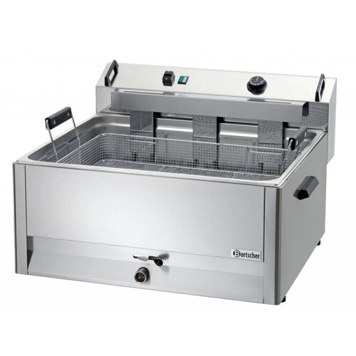 Bartscher Friteuse à Beignets Électrique Inox + Vanne de Vidange - 30 Litres - 660x650x410(h)mm