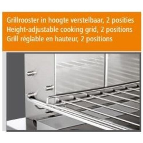 Bartscher Salamandre Hi-Light ECO Inox + 3 Résistances Chauffantes - 4,5kW - 590x550x515(h)mm