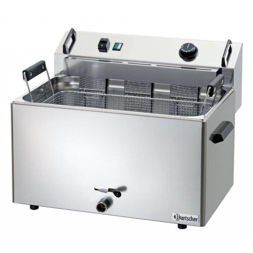Bartscher Friteuse à Beignets Électrique Inox + Vanne de Vidange - 16 Litres - 560x470x400(h)mm
