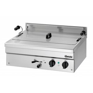 Bartscher Friteuse à Beignets Électrique Inox + Vanne de Vidange - 21 Litres - 700x590x320(h)mm