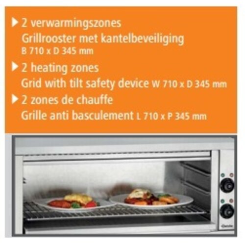 Bartscher Salamandre Inox - 2 Zones de Chauffe - 4,4kW - 910x370x385(h)mm Bartscher Salamandre Inox - 2 Zones de Chauffe - 4,4kW - 910x370x385(h)mm