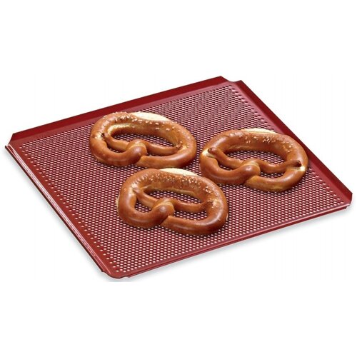 Bartscher Plaque Perforée GN 2/3 - 4 Bords à Plis Inclinés - Revêtement Silicone - 354x325x10(h)mm