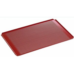 Bartscher Plaque Perforée GN 1/1 - 4 Bords à Plis Inclinés - Revêtement Silicone - 530x325x10(h)mm