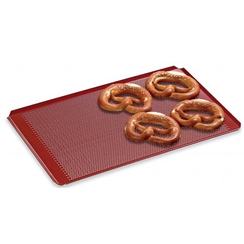 Bartscher Plaque Perforée GN 1/1 - 4 Bords à Plis Inclinés - Revêtement Silicone - 530x325x10(h)mm