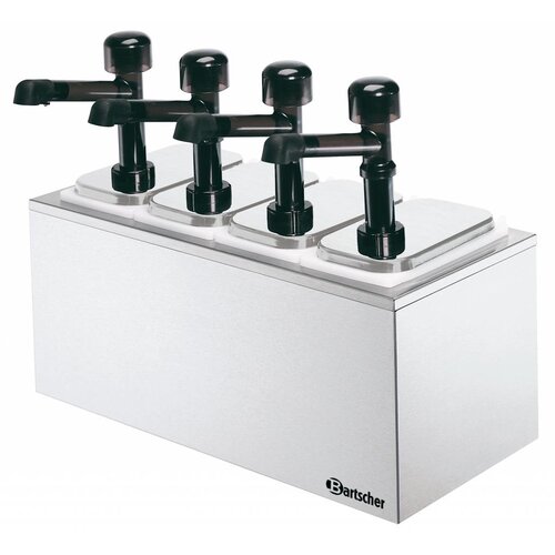 Bartscher Pompe à Sauce Inox - Pompe en Polycarbonate - 4x 3300ml - 511x224x456(h)mm