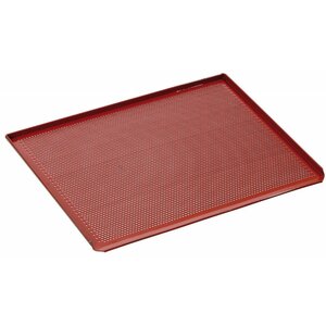 Bartscher Plaque Perforée à 3 Bordures Latérales + Revêtement Silicone - 433x333x10(h)mm