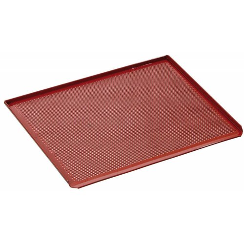 Bartscher Plaque Perforée à 3 Bordures Latérales + Revêtement Silicone - 433x333x10(h)mm