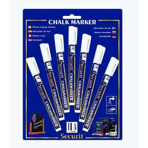 Securit Blister de 7 Feutres Craie - Pointe 1-2mm - Blancs Securit Blister de 7 Feutres Craie - Pointe 1-2mm - Blancs