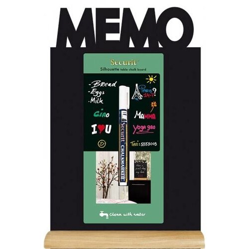 Securit Ardoise Silhouette Memo + 1 Feutre Craie Blanc