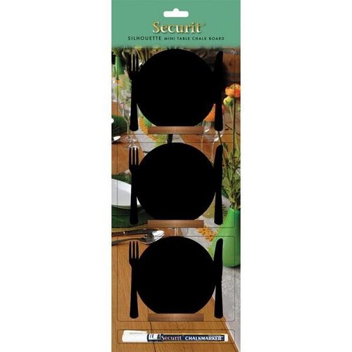 Securit 3 Ardoises Assiette + 1 Feutre Craie Blanc