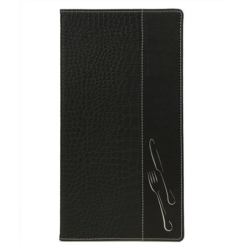 Securit Protège-Menu Design Long CROC - A4 Noir - 3 Pages