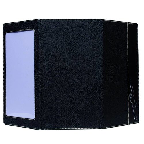 Securit Protège-Menu Design Long CROC - A4 Noir - 3 Pages