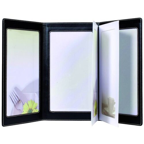 Securit Protège-Menu Design Long CROC - A4 Noir - 3 Pages