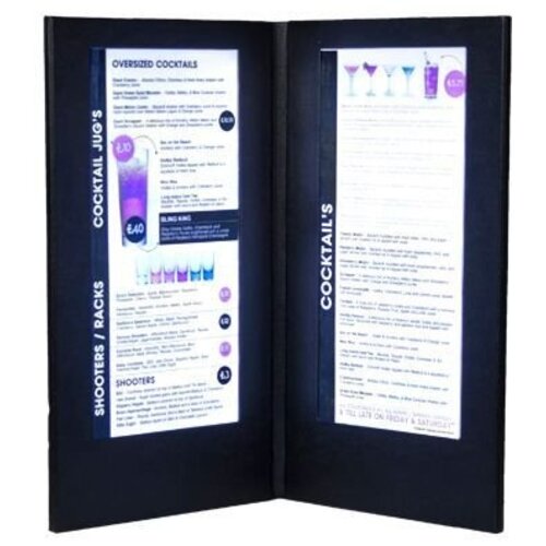 Securit Protège-Menu LED A4 Long - Noir Securit Protège-Menu LED A4 Long - Noir