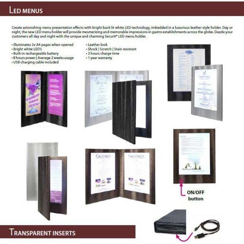 Securit Protège-Menu LED A4 Long - Cuivre