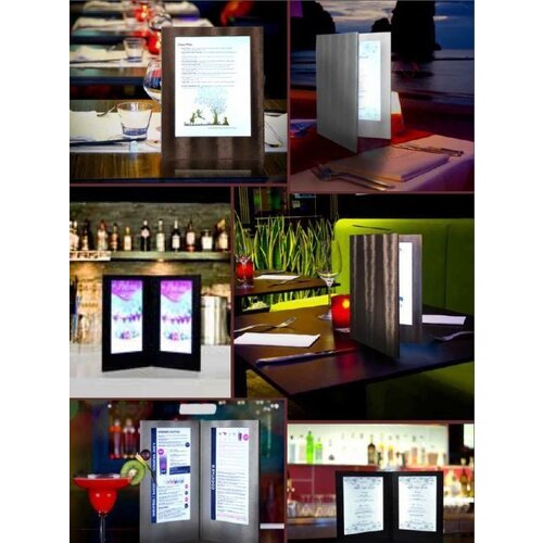 Securit Protège-Menu LED A4 SIMPLE - Argent