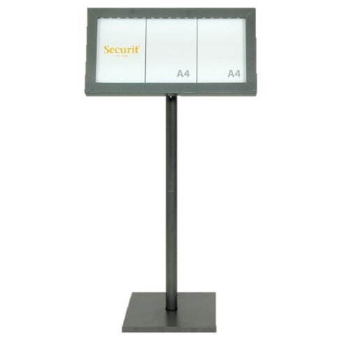 Securit Vitrine d'Affichage Menu 3x A4 | Acier | LED | PIED VENDU SEPAREMENT