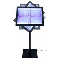 Vitrine dAffichage Menus LED | 4x A4 | Inox Noir | Set COMPLET avec Pied