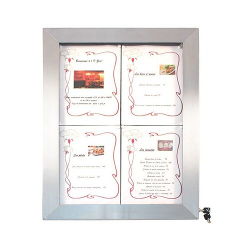 Securit Vitrine d'Affichage Menus 4x A4 - LED - Deluxe - PIED VENDU SEPAREMENT