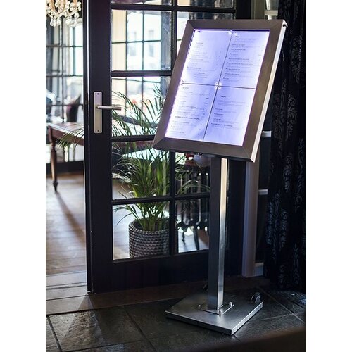 Securit Vitrine d'Affichage Menus 4x A4 - LED - Deluxe - PIED VENDU SEPAREMENT