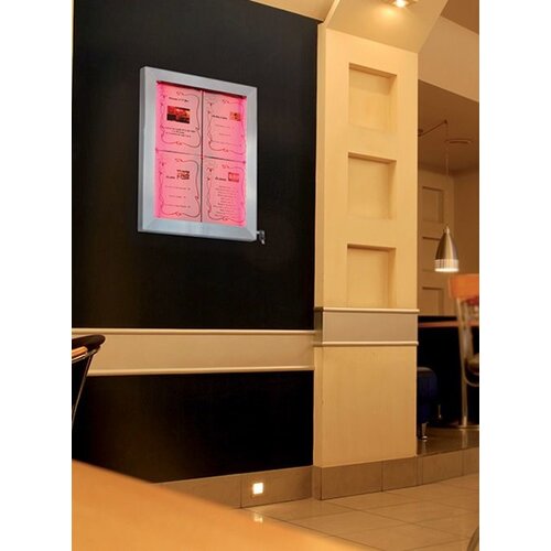 Securit Vitrine d'Affichage Menus 4x A4 - LED - Deluxe - PIED VENDU SEPAREMENT