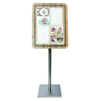Vitrine d'Affichage Menus 4x A4 - Chêne - PIED VENDU SEPAREMENT