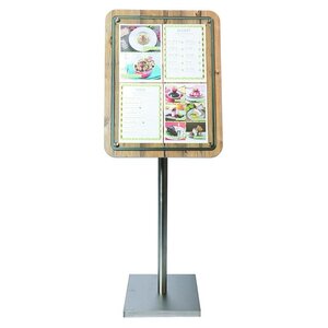 Securit Vitrine d'Affichage Menus 4x A4 - Chêne - PIED VENDU SEPAREMENT
