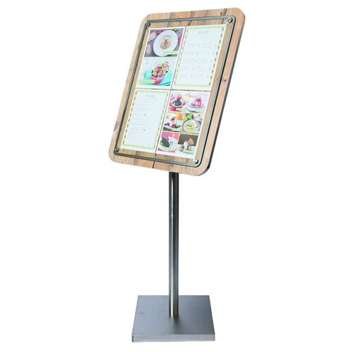 Securit Vitrine d'Affichage Menus 4x A4 - Chêne - PIED VENDU SEPAREMENT Securit Vitrine d'Affichage Menus 4x A4 - Chêne - PIED VENDU SEPAREMENT