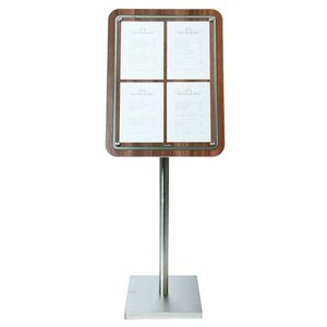 Securit Vitrine D'Affichage Menus 4x A4 | Noyer | PIED VENDU SEPAREMENT