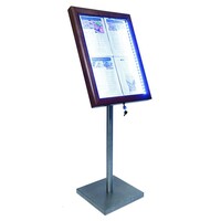 Vitrine d'Affichage Menus 4x A4 - LED - Couleur Marron | PIED VENDU SEPAREMENT