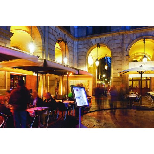 Securit Vitrine d'Affichage Menus 4x A4 - LED - Couleur Marron | PIED VENDU SEPAREMENT