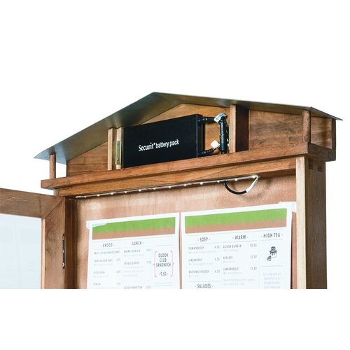 Securit Vitrine D'Affichage Menus 4x A4 - LED - Acajou | PIED INCLUS Securit Vitrine D'Affichage Menus 4x A4 - LED - Acajou | PIED INCLUS