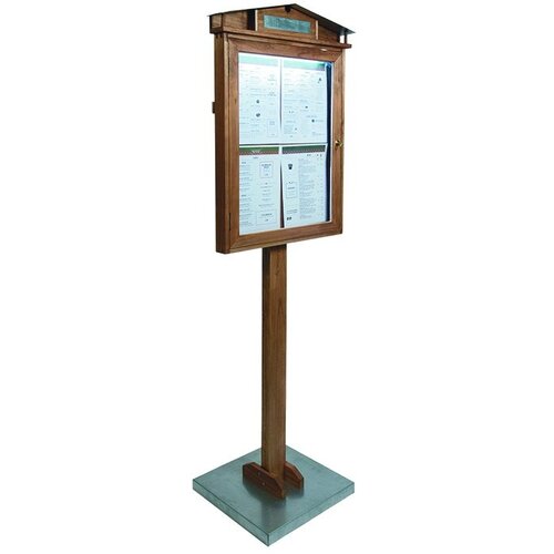 Securit Vitrine D'Affichage Menus 4x A4 - LED - Acajou | PIED INCLUS Securit Vitrine D'Affichage Menus 4x A4 - LED - Acajou | PIED INCLUS